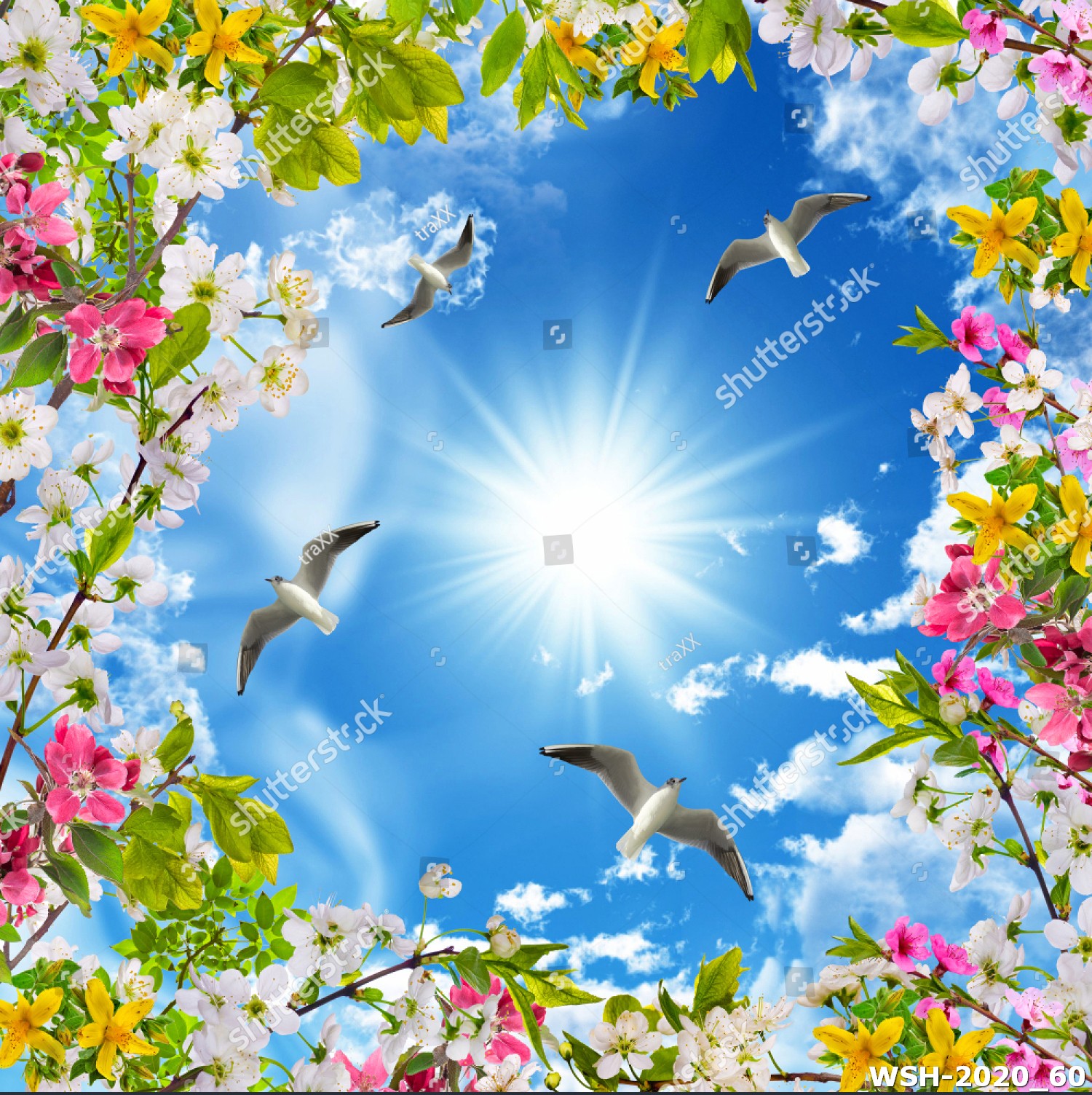 Dán trần hình hoa lá WSH-2020_60